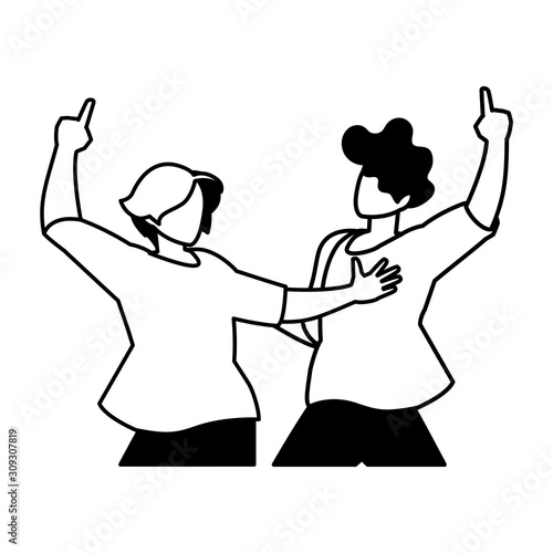 scene of men in dance pose, party, dance club