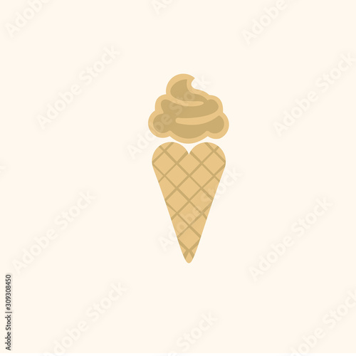 vector illustration with ice cream cone and vintage ribbon,Modern sweet vanilla desert sign, Trendy vector chocolate cram symbol for web site design, button to mobile app, Logo ice cream illustration,