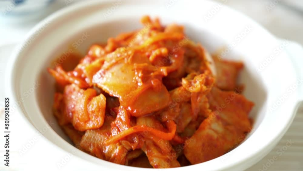 stir-fried pork with kimchi - Korea food style stir-fried pork with kimchi - Korea food style