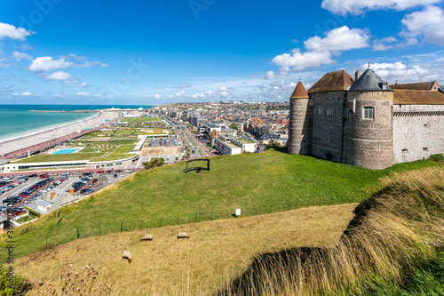 Canvas-taulu Panoramic view of Dieppe town, fishing port on the English Channel