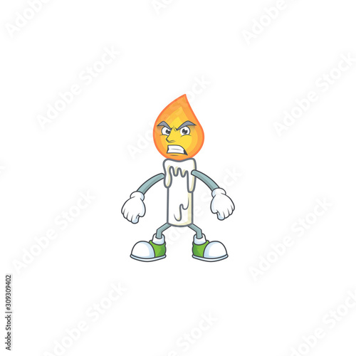 Picture of white candle cartoon character with angry face