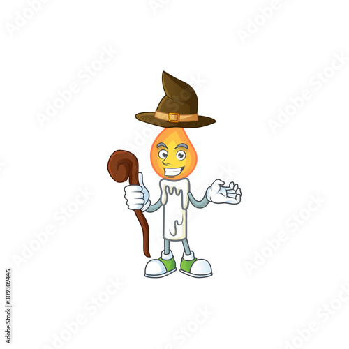 Happy Face Witch white candle cartoon character style