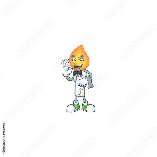 White candle cartoon character as a Waiter look