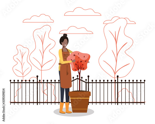 Avatar woman and gardening concept vector design