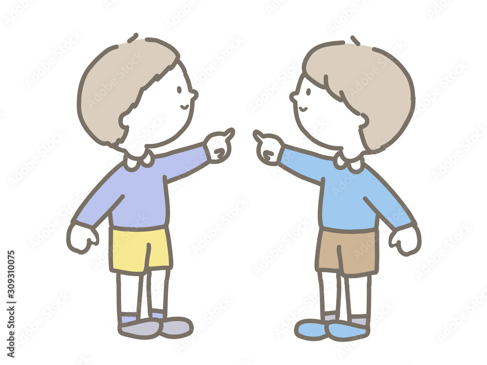 Boy pointing finger Boy pointing finger