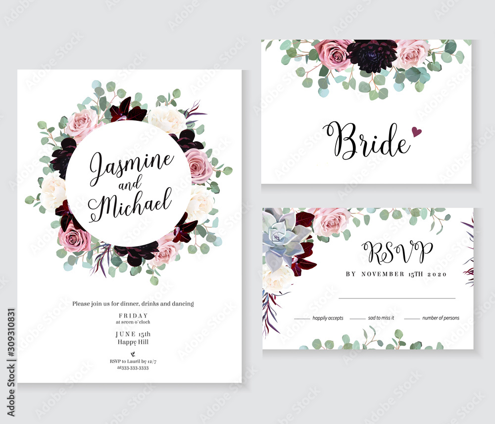 Floral wedding vector frames