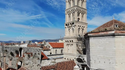 Drone shot of the Bell Tower in Split