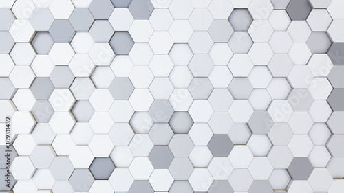 Abstract 3D illustration of colorful hexagons background