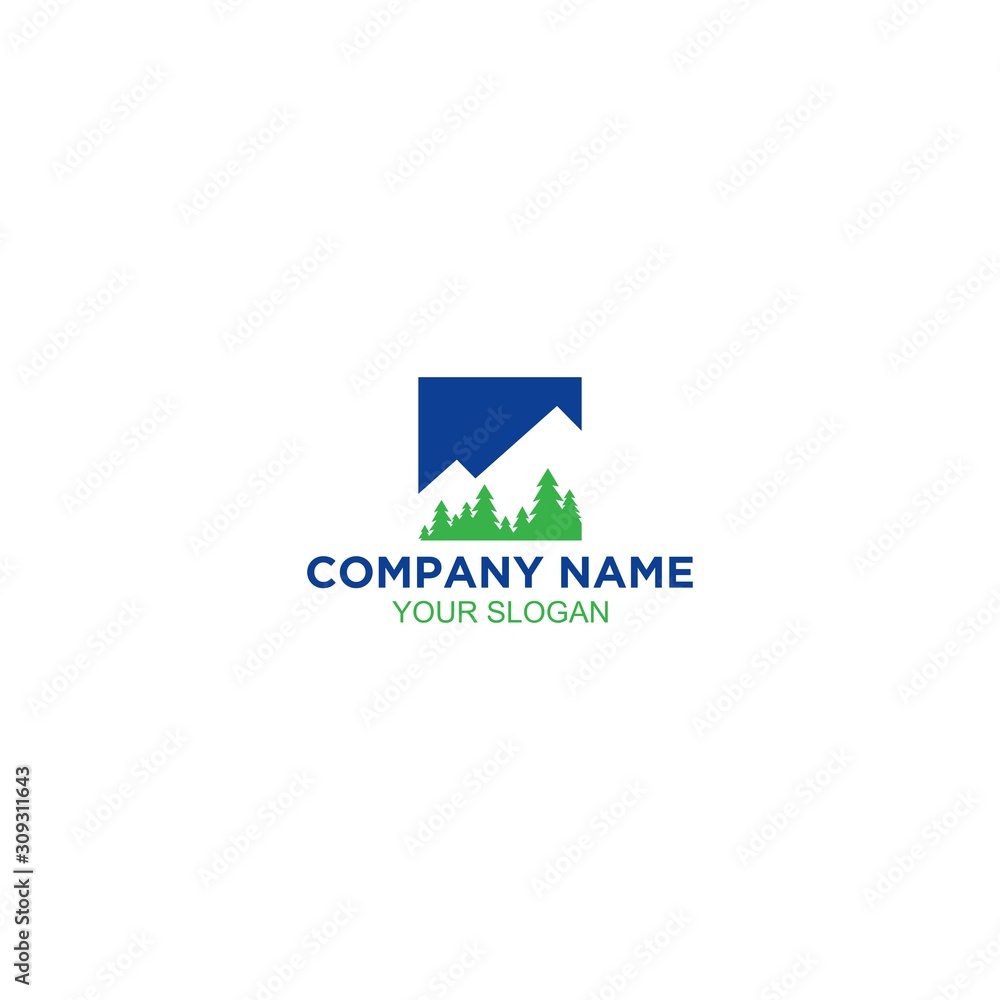 Pine Peak Logo Design Vector