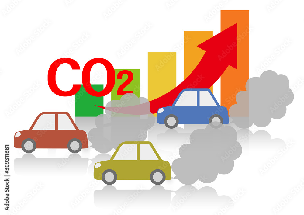 排気ガスを噴出する車による二酸化炭素増加のイラスト Stock Illustration Adobe Stock
