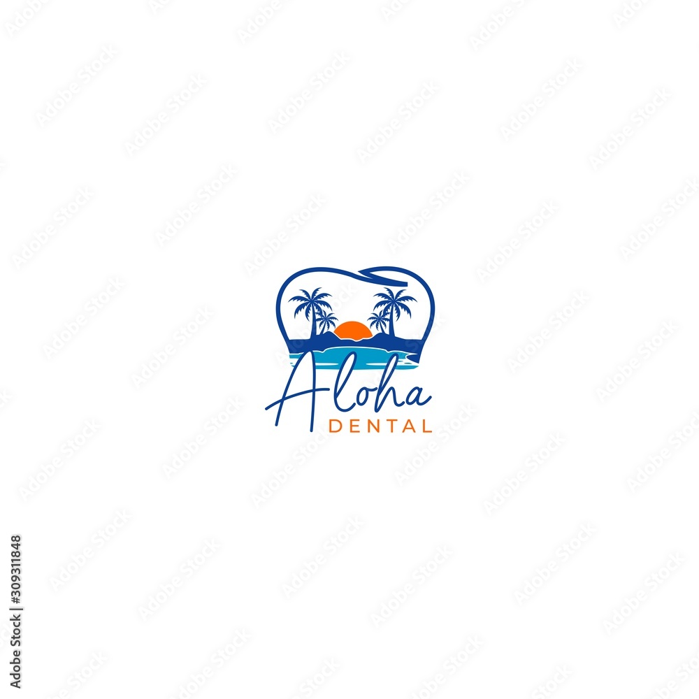 Aloha Beach Dental Logo Design Vector Aloha Beach Dental Logo Design Vector