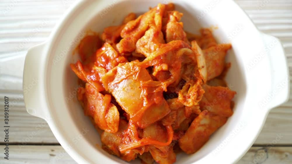 stir-fried pork with kimchi - Korea food style stir-fried pork with kimchi - Korea food style