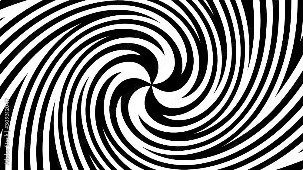 Fototapeta Vector - Black and white curved lines.Swirling radial pattern.