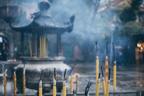 Wall Mural Incense burner in a temple in Hong Kong