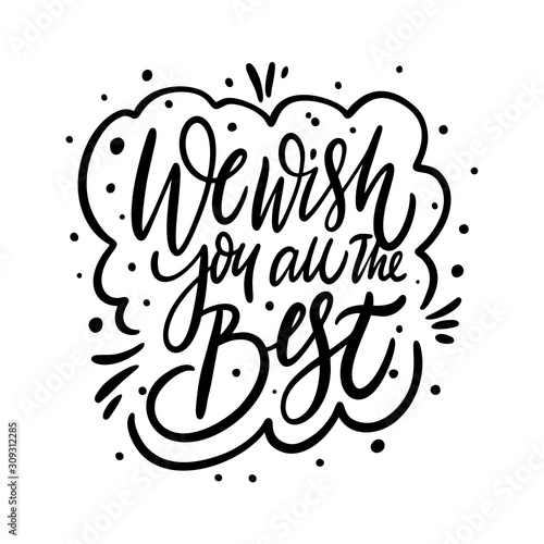 We Wish you all the Best lettering. Christmas holiday card. Flat cartoon vector illustration.