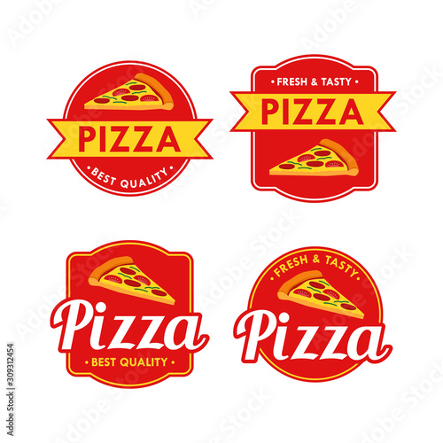 Pizza Logo Vector Set with Badge Design