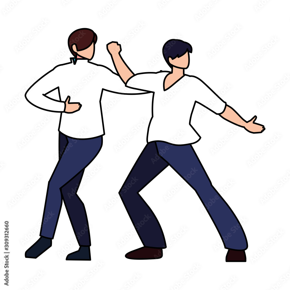 men in pose of dancing on white background men in pose of dancing on white background
