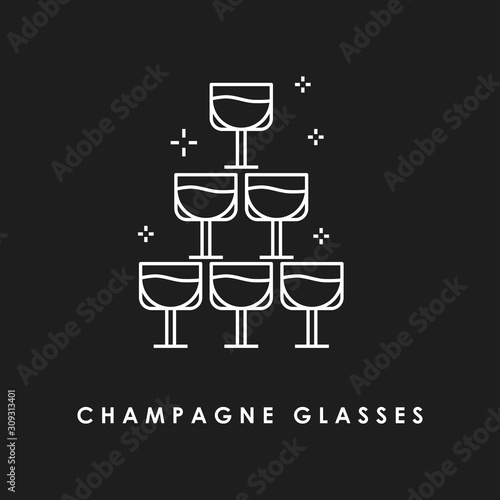  Stake of glasses line icon
