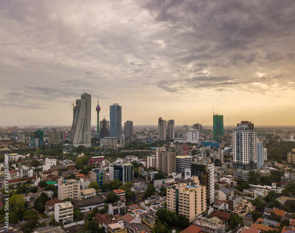 The morning view of Colombo cityscape the capital cities of Sri Lanka. Colombo is the commercial capital and largest city in Sri Lanka.