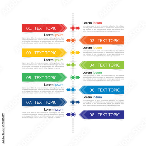 Infographic of multidirectional pointers on a signpost with numbers 8 options can be used for workflow layout, diagram, number options, web design. 