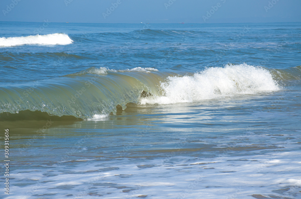 Blue sea with waves in india