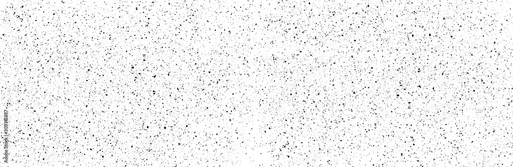 Fototapeta premium Chaotic black star bokeh on a isolated white background. falling blurry bokeh snow overlay, starry sky. black spots on white background, black drops and spots. abstraction