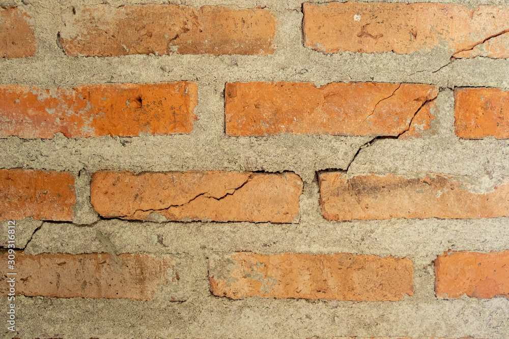 Broken bricks wall close up texture background. Broken bricks wall close up texture background.