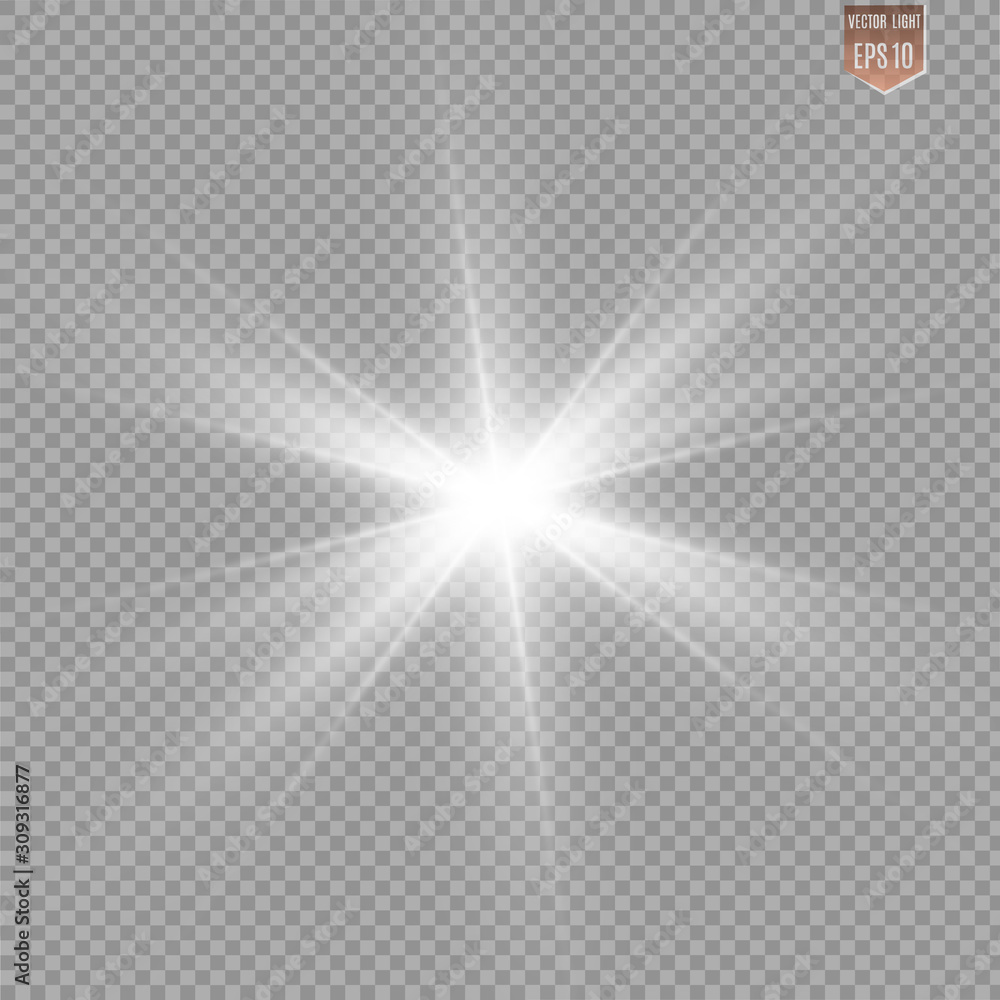 White beautiful light explodes with a transparent explosion. Vector, bright illustration for perfect effect with sparkles. Bright Star. Transparent shine of the gloss gradient, bright flash. White beautiful light explodes with a transparent explosion. Vector, bright illustration for perfect effect with sparkles. Bright Star. Transparent shine of the gloss gradient, bright flash.