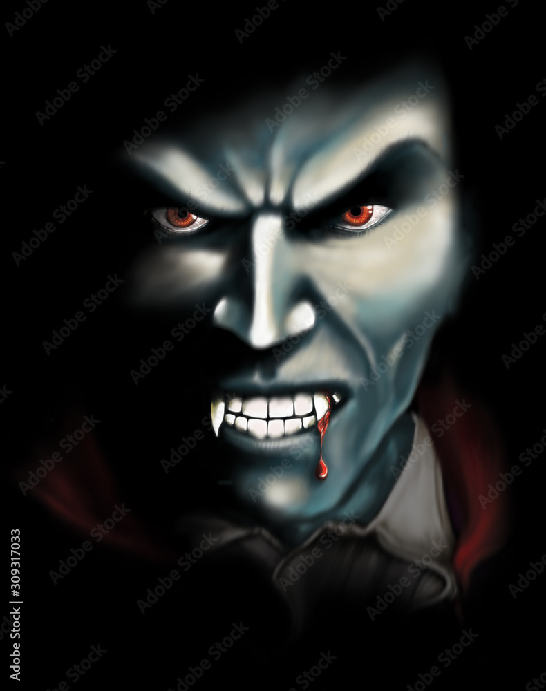 Digital illustration of a ghoulish, blood sucking Vampire emerging from the shadows - perfect for Halloween Digital illustration of a ghoulish, blood sucking Vampire emerging from the shadows - perfect for Halloween