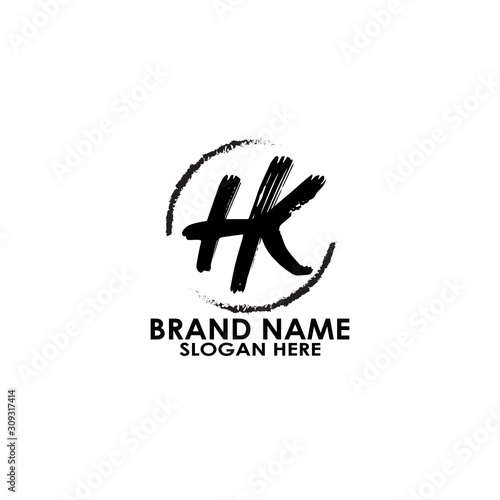 letter hk brush logo vector design