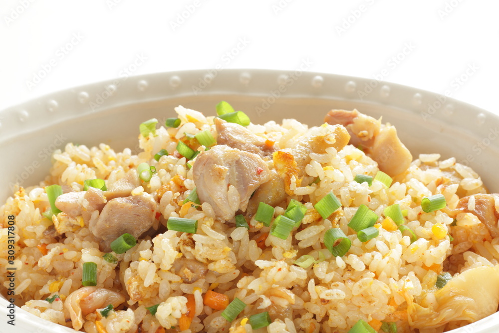 Korean food, chicken and kimchi stir fried rice Korean food, chicken and kimchi stir fried rice