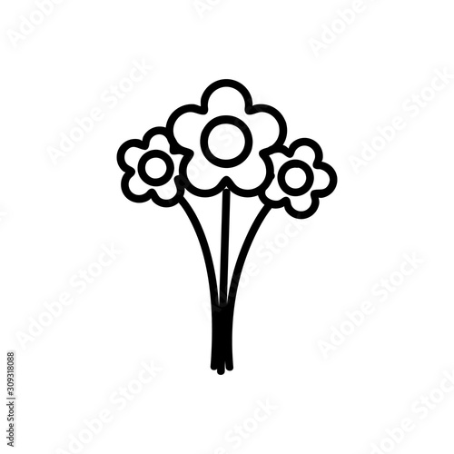 Three flower icon vector. A thin line sign. Isolated contour symbol illustration