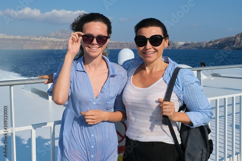 Family travel luxury cruise vacation, mother and teenage daughter enjoy sea trip © Valerii Honcharuk