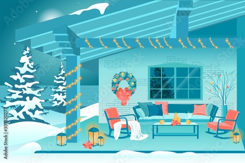 Home Terrace Decorated for Christmas New Year