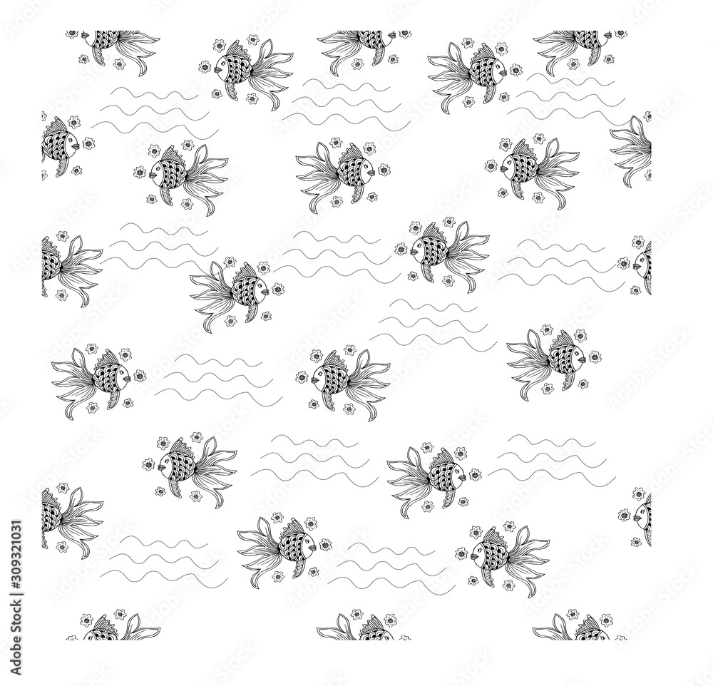 Obraz Goldfish seamless pattern