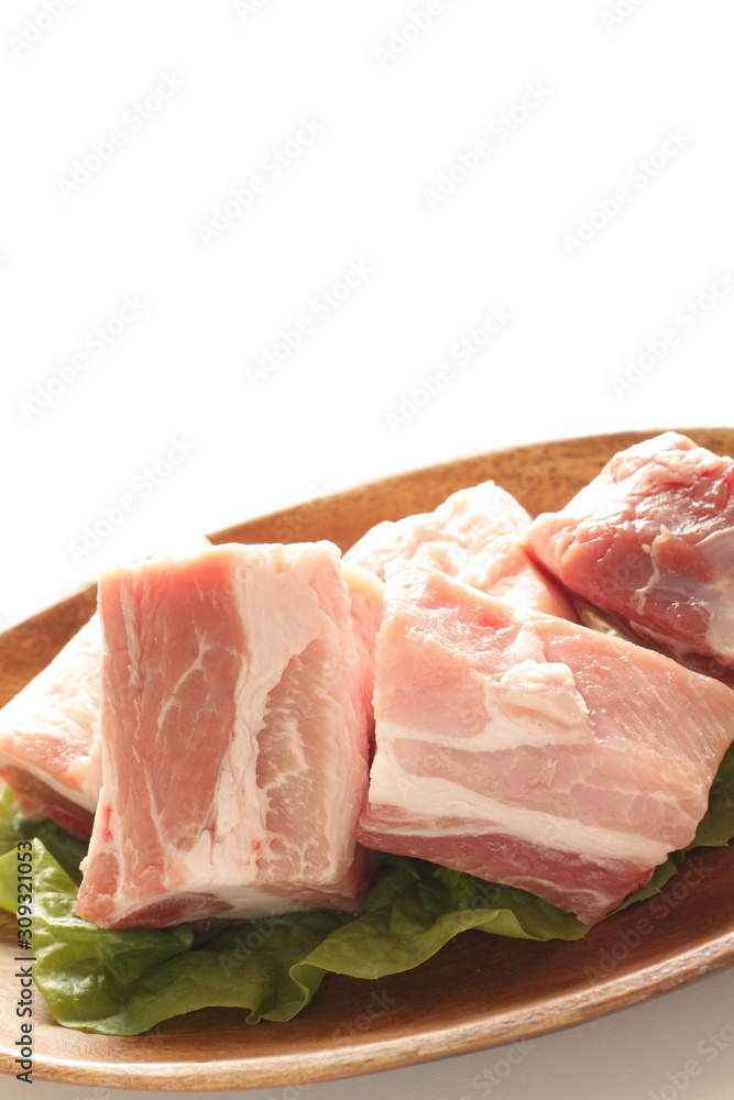 Freshness pork sparerib on wooden plate for prepared cooking ingredient image Freshness pork sparerib on wooden plate for prepared cooking ingredient image