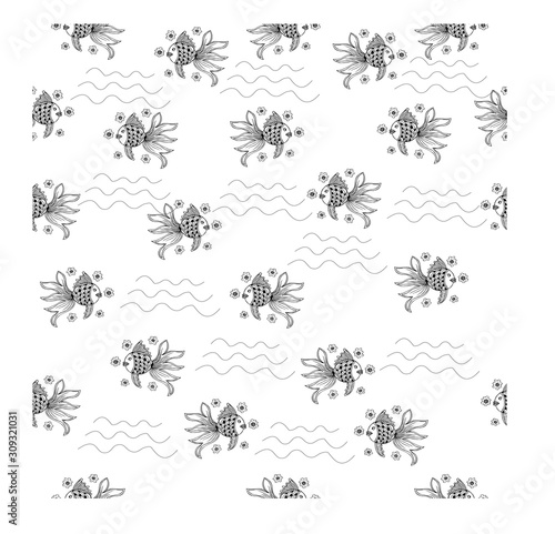Goldfish seamless pattern 