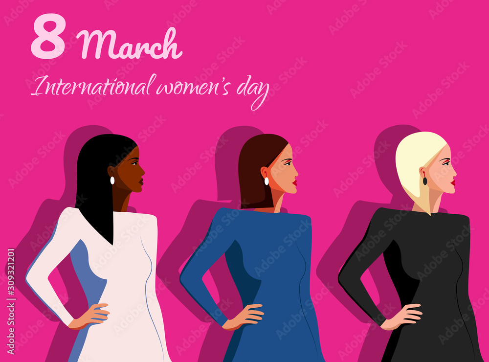 International Womens Day. Vector illustration with with different women. Struggle for freedom, independence, equality. International Womens Day. Vector illustration with with different women. Struggle for freedom, independence, equality.