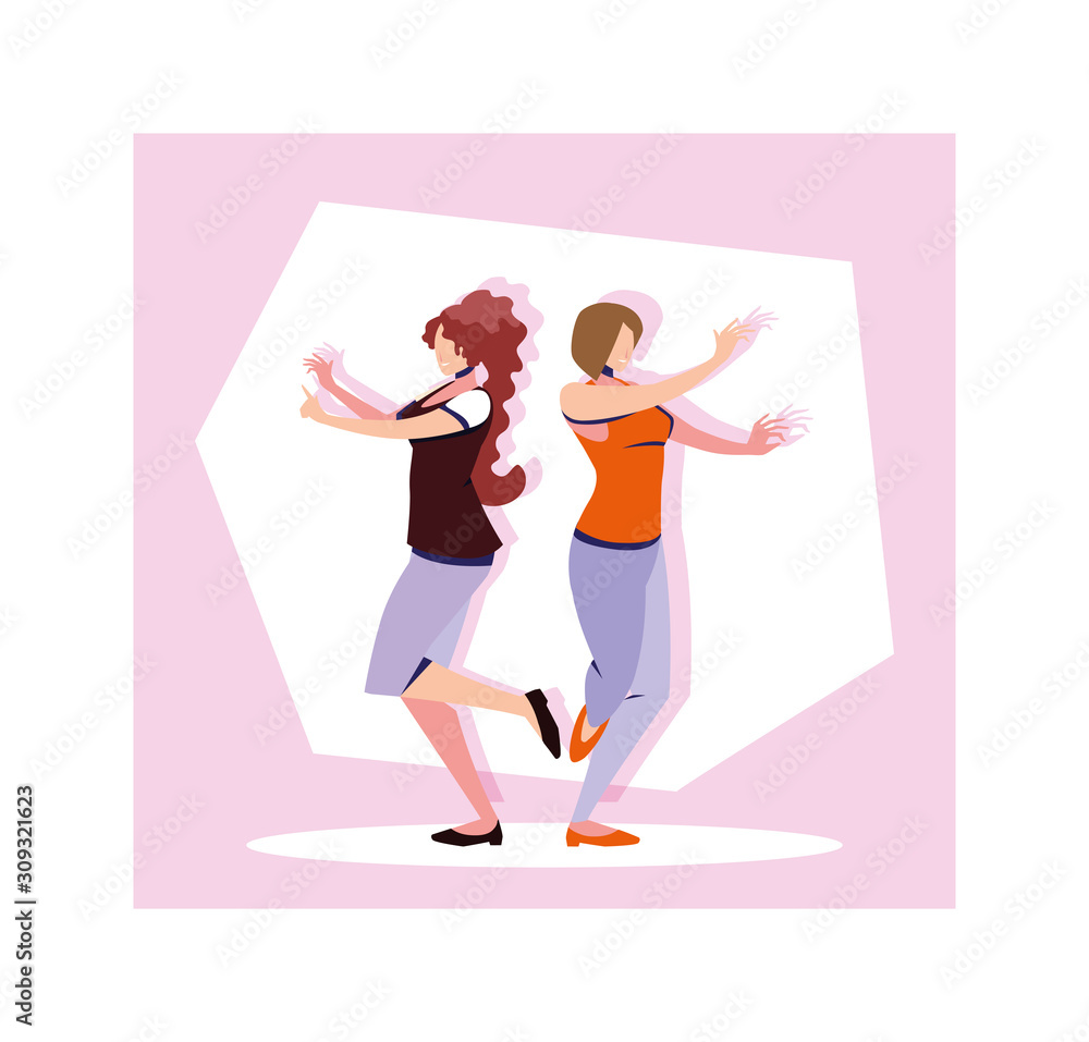 scene of women in dance pose, party, dance club scene of women in dance pose, party, dance club