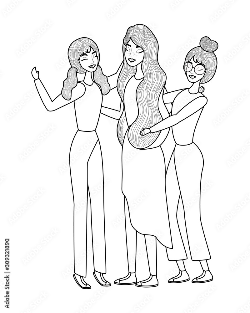 Isolated women cartoon drawing vector design Isolated women cartoon drawing vector design