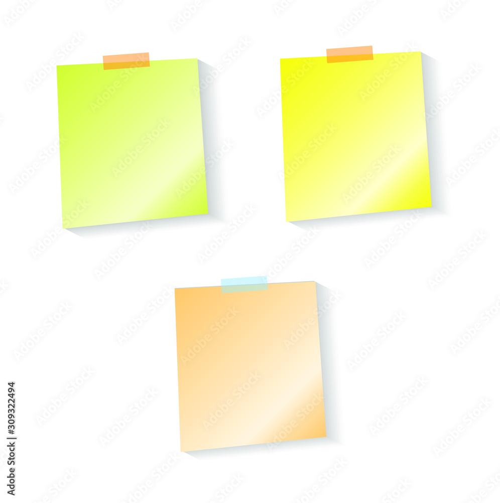 Flat sticker sheet, pinned adhesive tape, ready for your use. Notice board element. Perfect for back to school or business design theme. Vector illustration. Isolated on white background. Front Flat sticker sheet, pinned adhesive tape, ready for your use. Notice board element. Perfect for back to school or business design theme. Vector illustration. Isolated on white background. Front