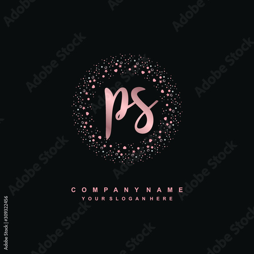 PS Beauty vector initial logo, handwriting logo of initial signature, wedding, fashion, jewerly, boutique, floral and botanical with creative template for any company or business