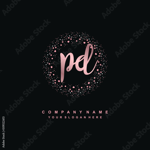 PD Beauty vector initial logo, handwriting logo of initial signature, wedding, fashion, jewerly, boutique, floral and botanical with creative template for any company or business