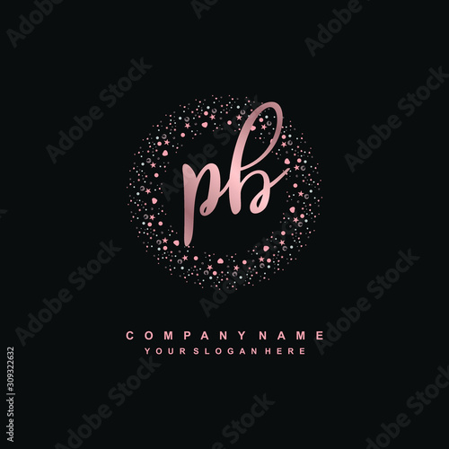 PB Beauty vector initial logo, handwriting logo of initial signature, wedding, fashion, jewerly, boutique, floral and botanical with creative template for any company or business