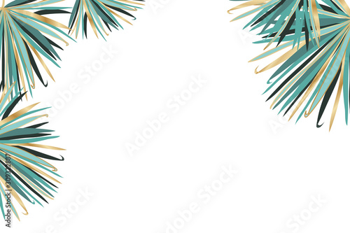 Isolated tropical green leaves vector design