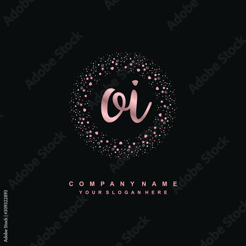 OI Beauty vector initial logo, handwriting logo of initial signature, wedding, fashion, jewerly, boutique, floral and botanical with creative template for any company or business