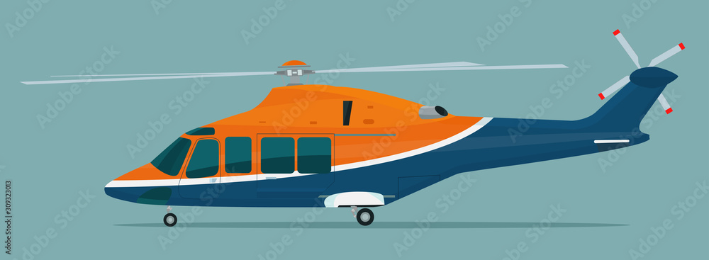 Helicopter isolated. Vector illustration.