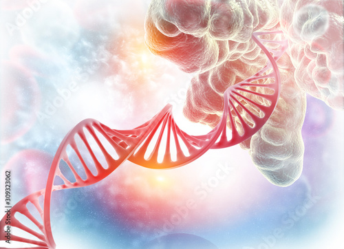 Fotografie Dna molecule on science, biochemistry background