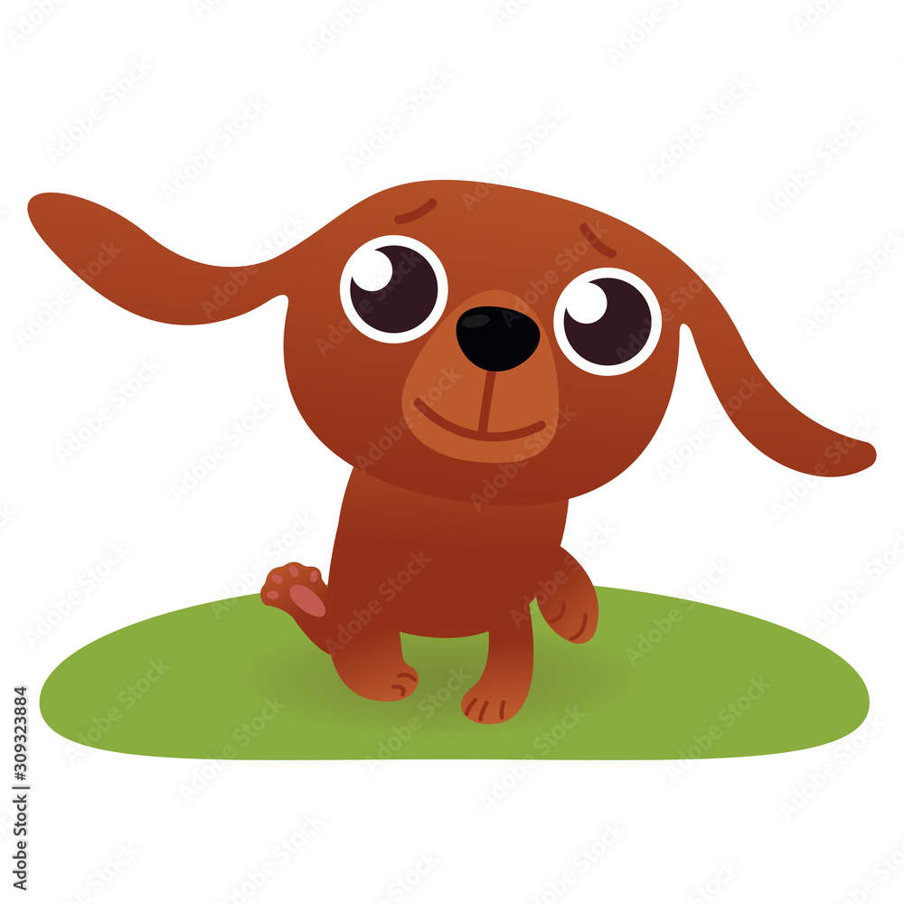 Fototapeta premium vector illustration of a cartoon dog running side view