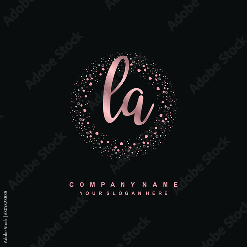 LA Beauty vector initial logo, handwriting logo of initial signature, wedding, fashion, jewerly, boutique, floral and botanical with creative template for any company or business